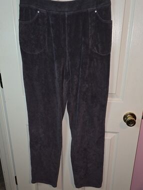Quacker Factory Dark Charcoal Straight-Leg Corduroy Pants